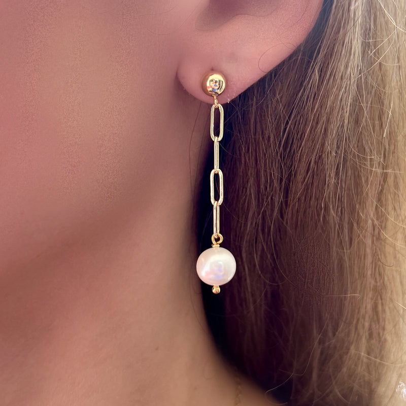 Pearl Paperclip Earrings - LPL Creations