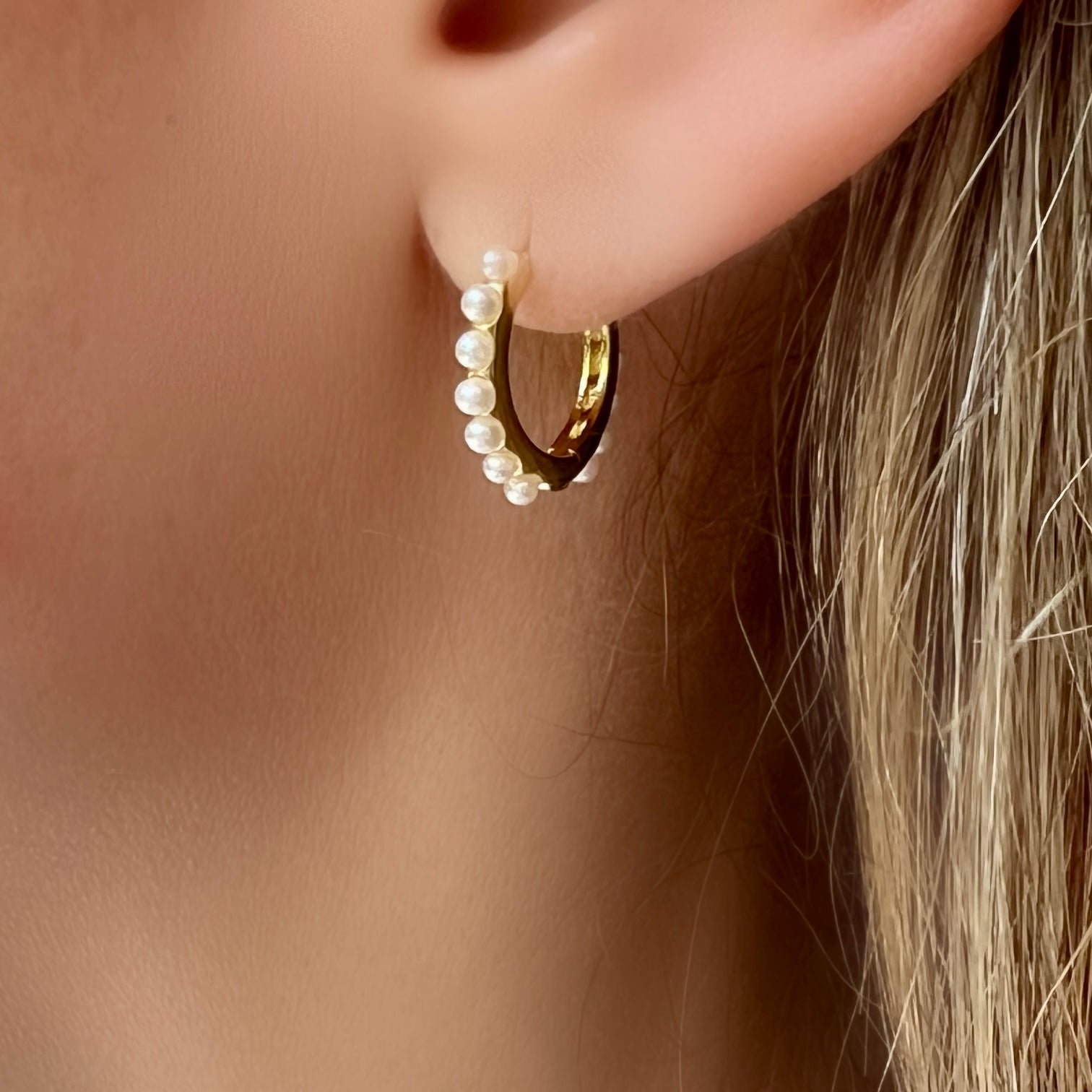 Mini Pearl Hoops Earrings - LPL Creations