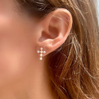 Pearls Cross Stud Earrings - LPL Creations