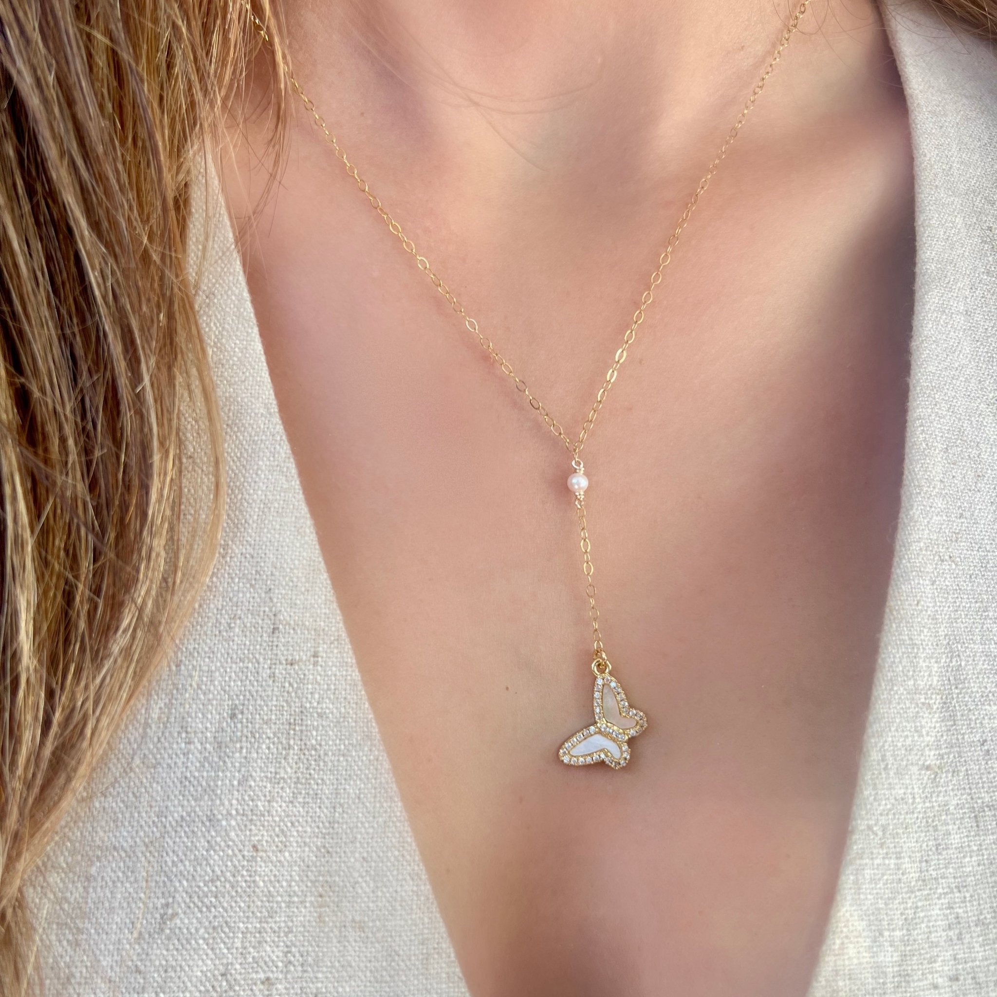Butterfly & Pearl Necklace - LPL Creations