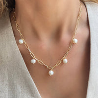 5 Pearls Chain Necklace - LPL Creations
