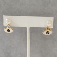 Evil Eye in Pearls Earrings - LPL Creations