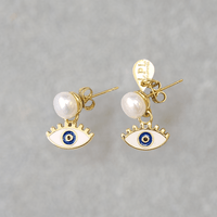 Evil Eye in Pearls Earrings - LPL Creations