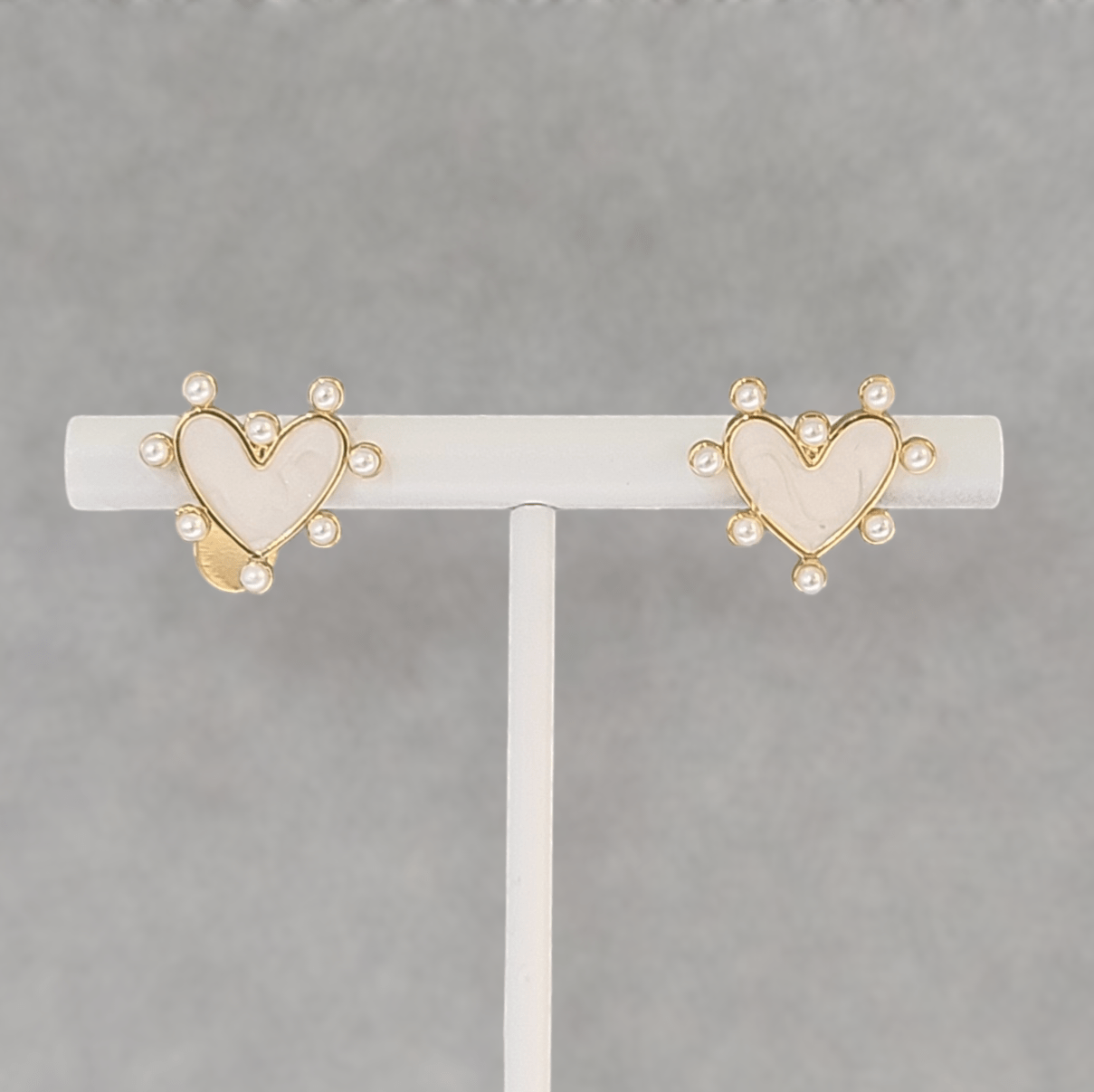 Heart & Pearls Stud Earrings - LPL Creations