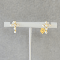 Pearls Cross Stud Earrings - LPL Creations
