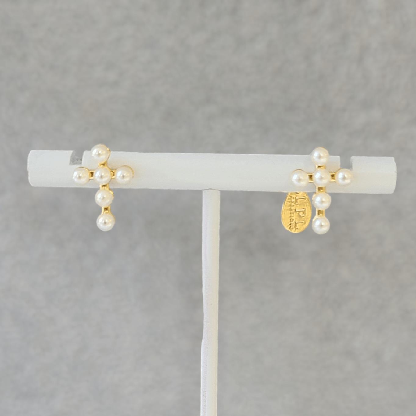 Pearls Cross Stud Earrings - LPL Creations