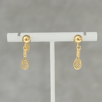 Gold Sport Earrings Tennis Raquet - LPL Creations