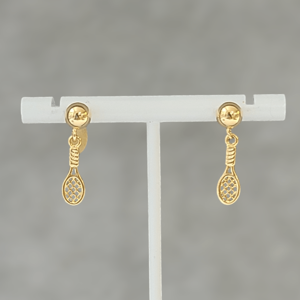 Gold Sport Earrings Tennis Raquet - LPL Creations