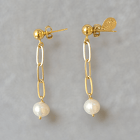 Pearl Paperclip Earrings - LPL Creations