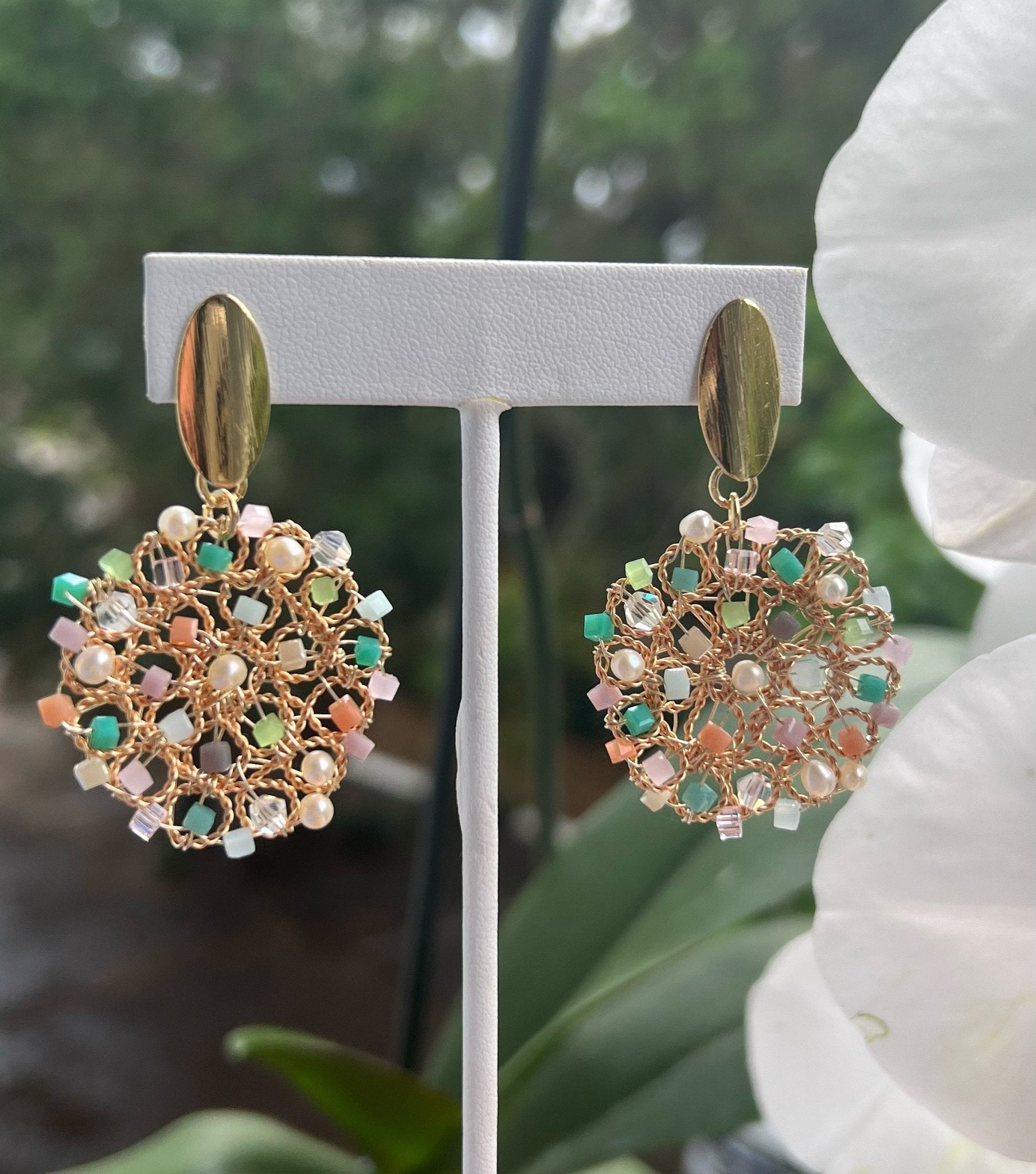 Peacock Circle Earrings - LPL Creations