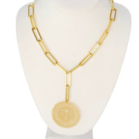 Medallion and Paper Clip Chain Necklace - LPL Creations
