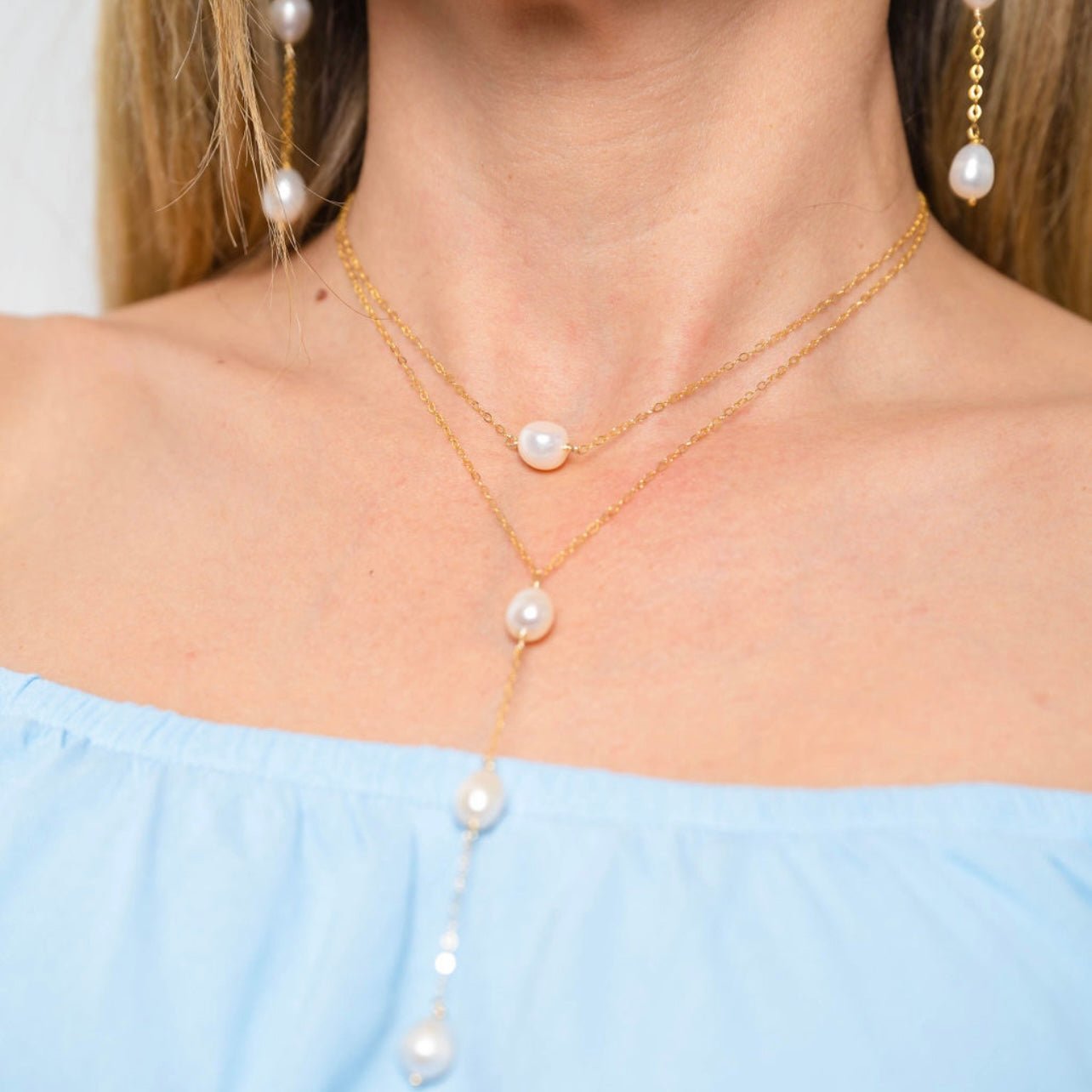 Trio Pearls Chain Necklace - LPL Creations