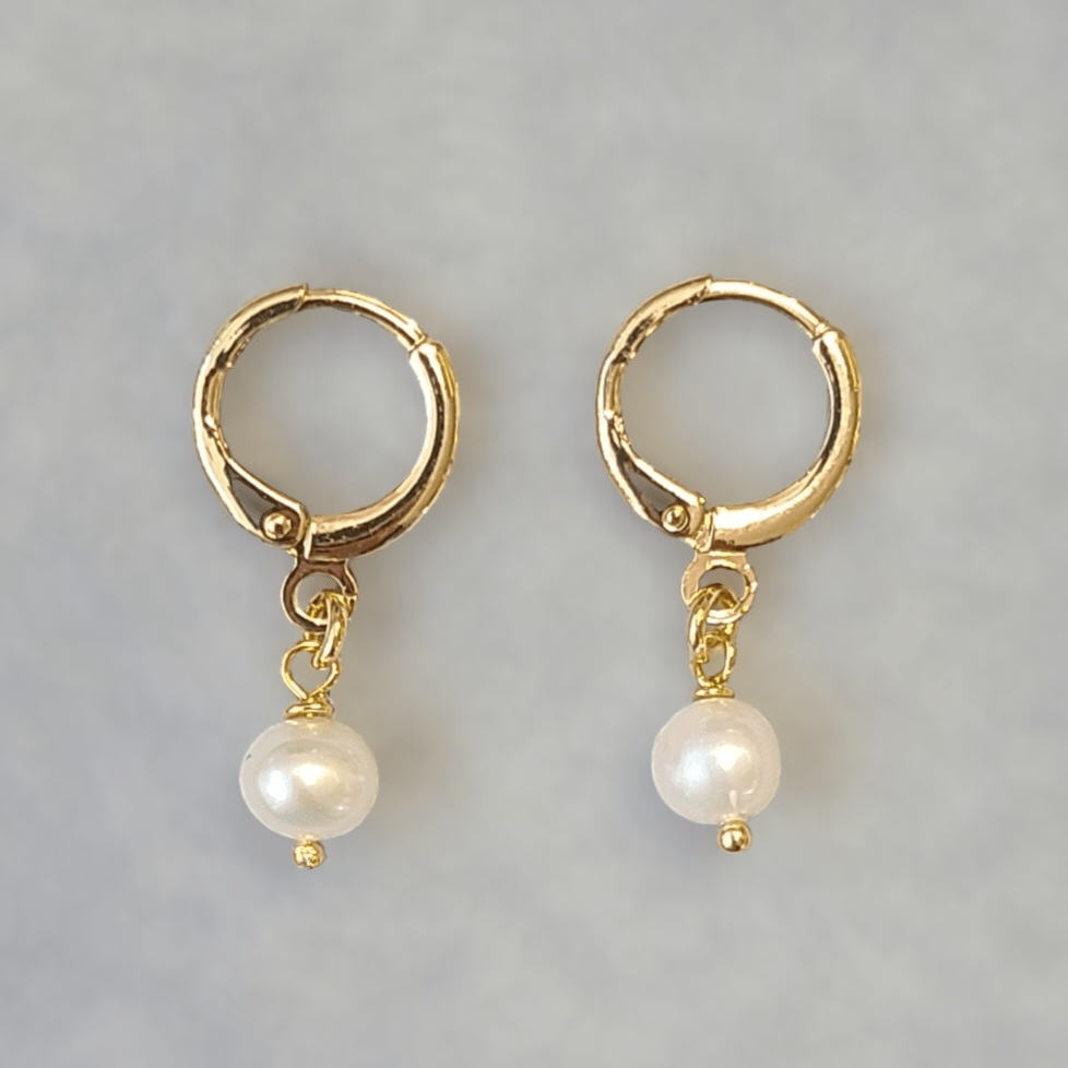 Pearl Mini Hoops Earrings - LPL Creations