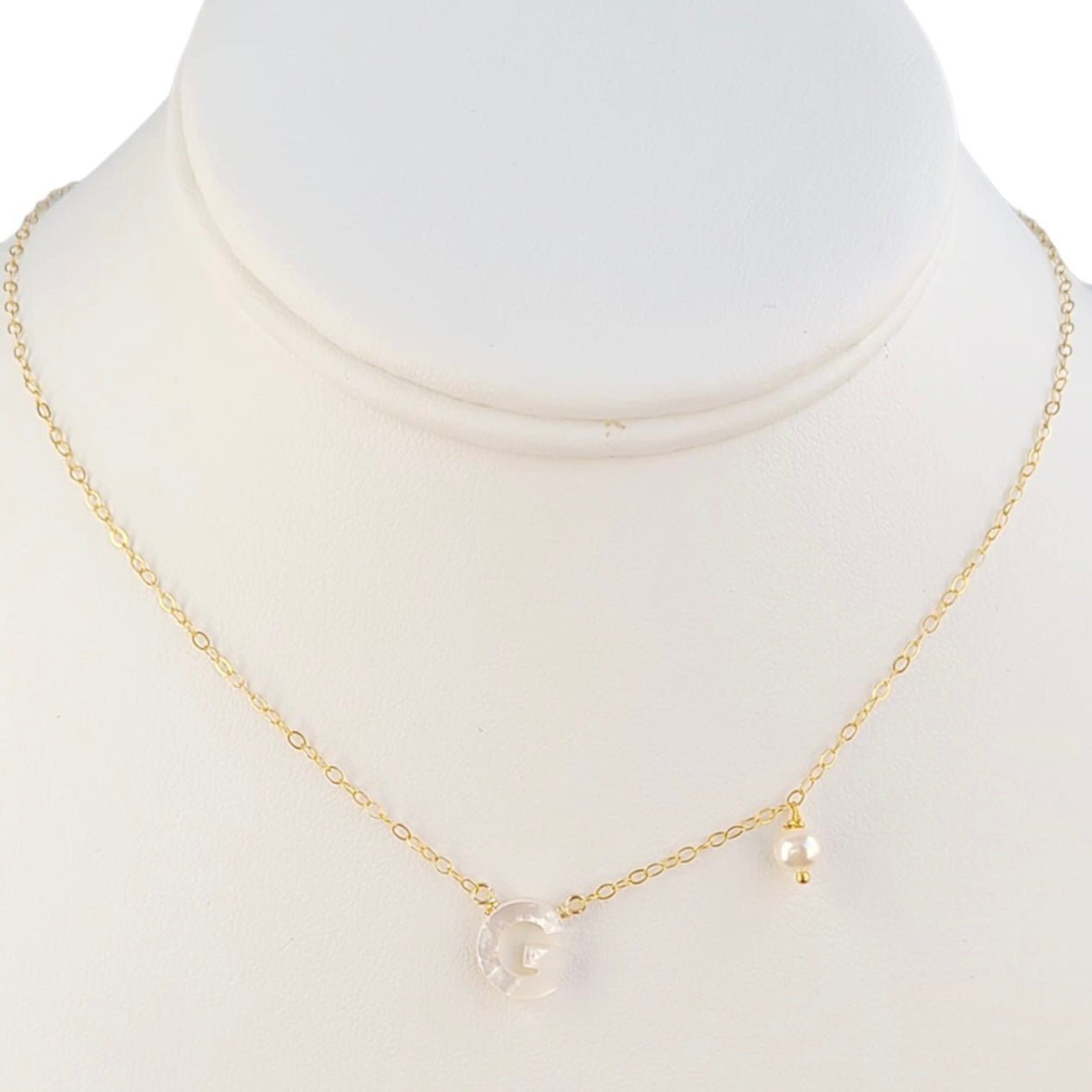 Mother Pearl Initial Necklace - LPL Creations