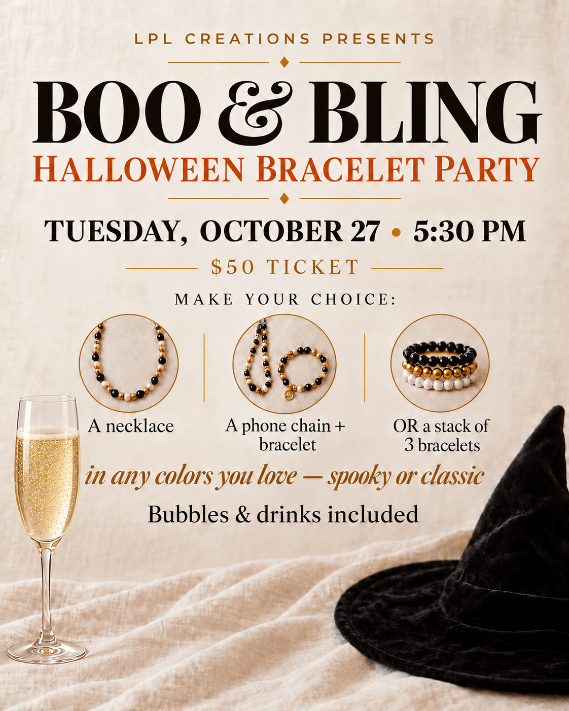 Boo & Bling: Halloween Bracelet Party — Tuesday, October 27 - LPL Creations