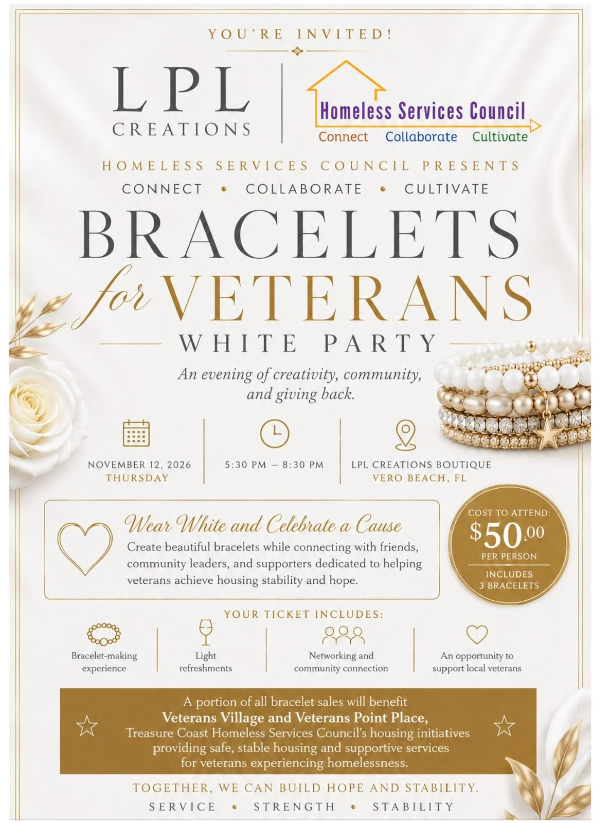 Bracelets for Veterans: White Party