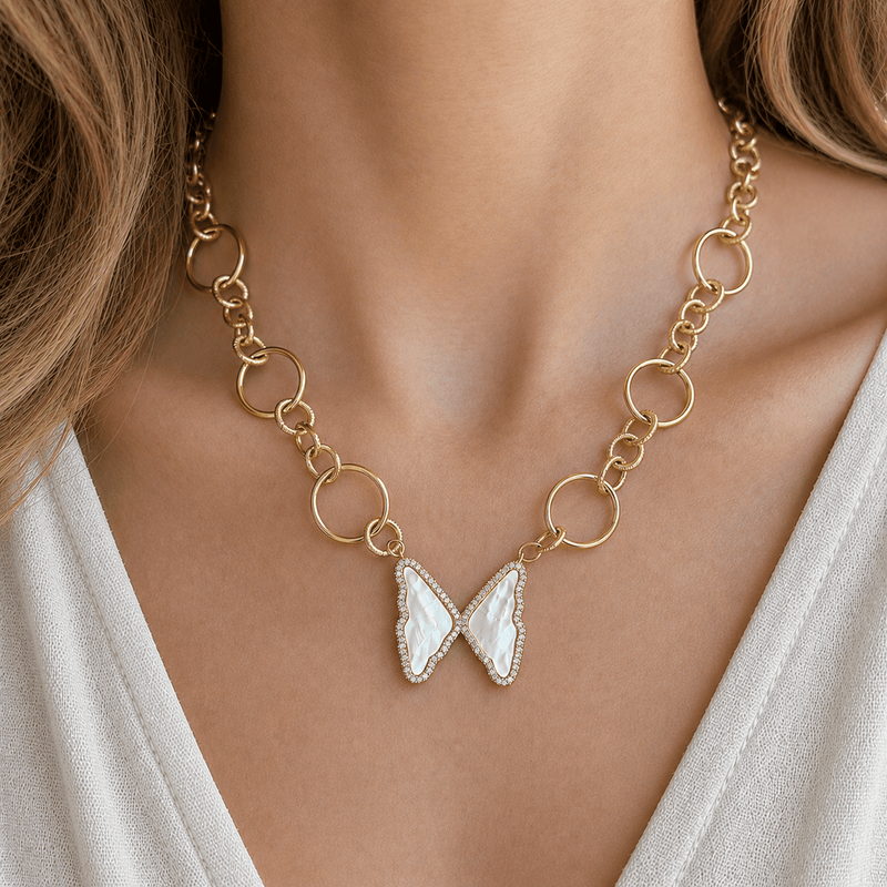 Butterfly in Circles Necklace - LPL Creations