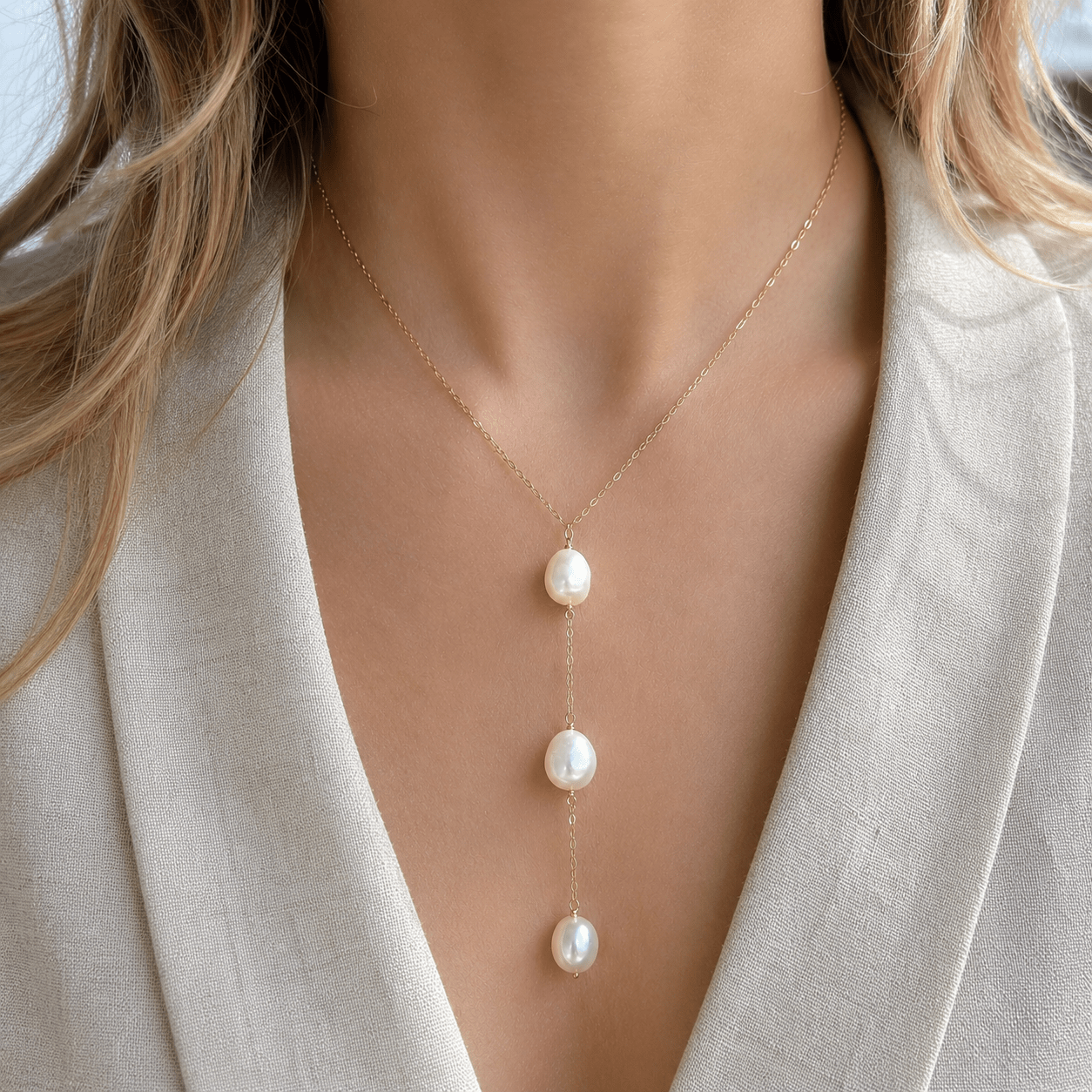 Trio Pearls Drop Necklace - LPL Creations