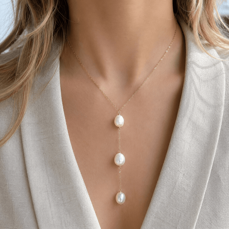 Trio Pearls Drop Necklace - LPL Creations