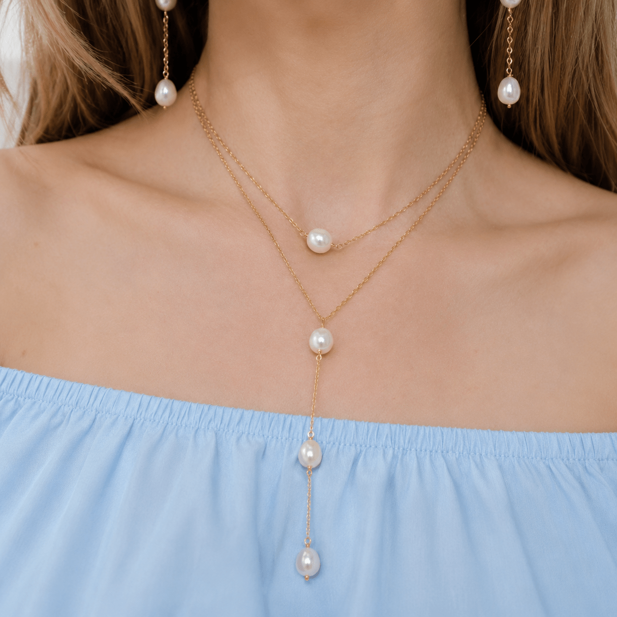 Trio Pearls Drop Necklace - LPL Creations