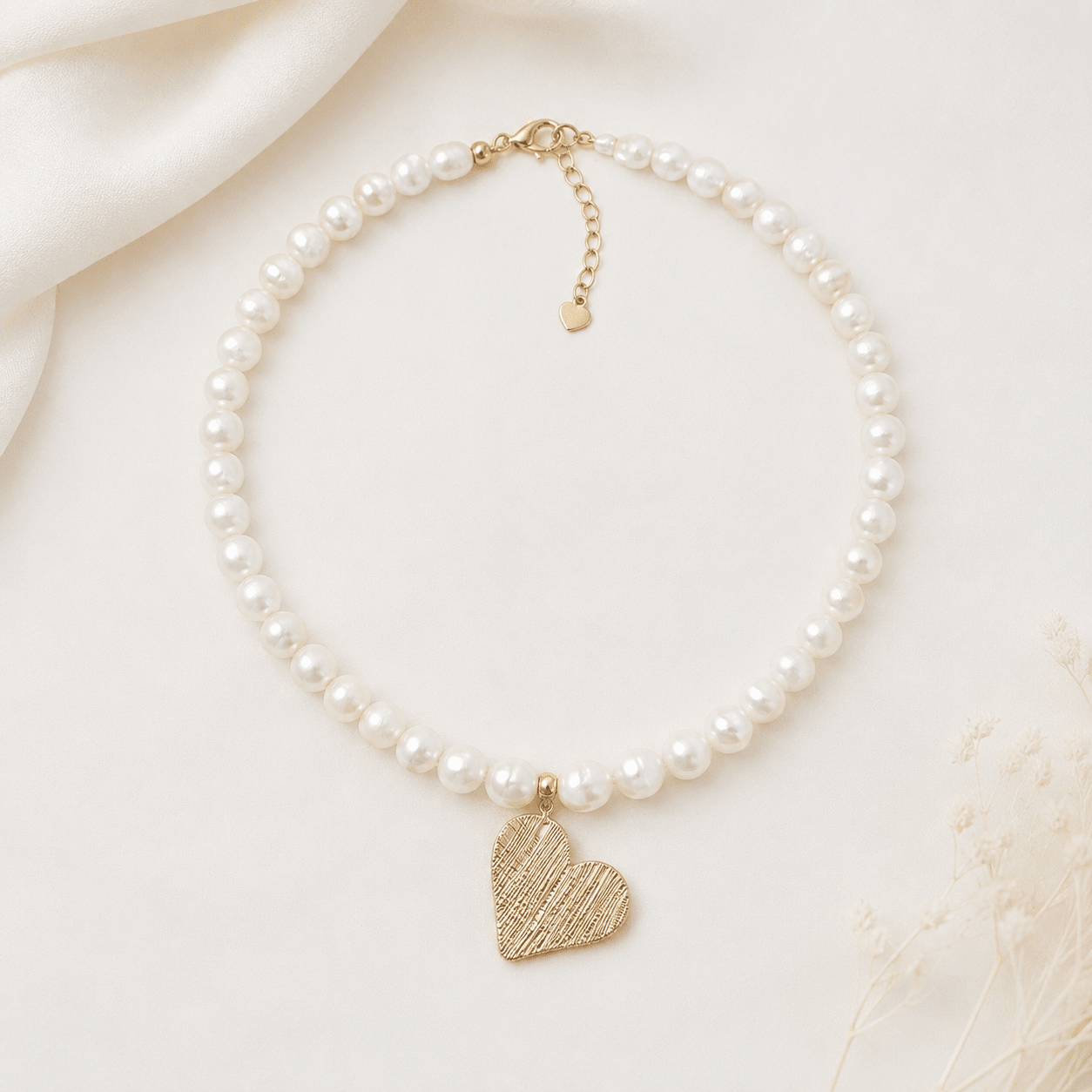 Heart Baroque Pearl Short Necklace - LPL Creations