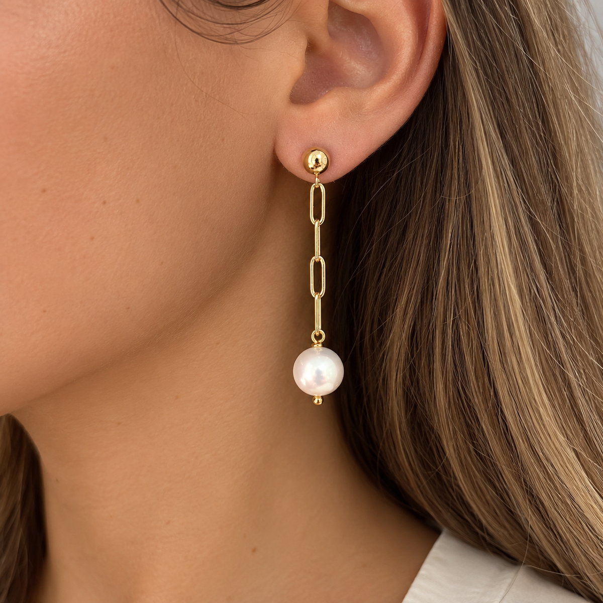 Pearl Paperclip Earrings - LPL Creations