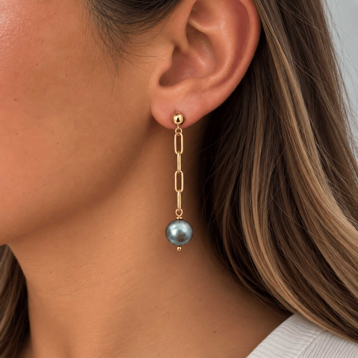 Pearl Paperclip Earrings - LPL Creations