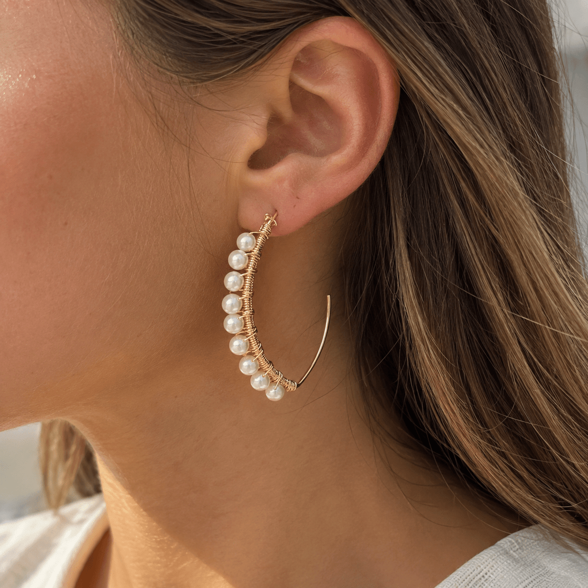 Half Moon Pearl Earrings - LPL Creations