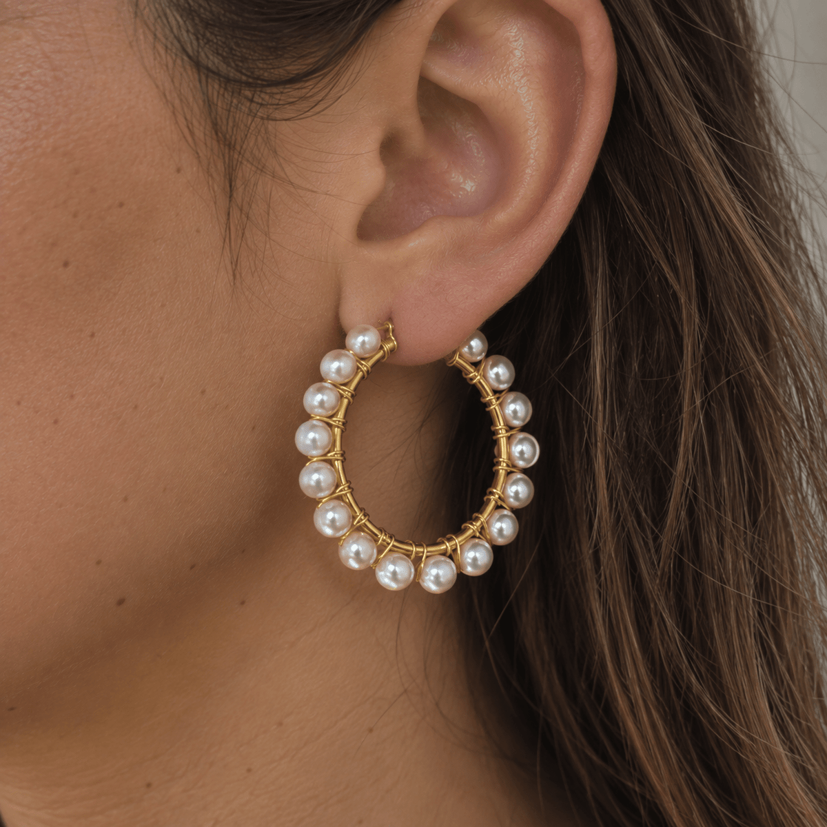 Freshwater Pearl Hoops Earrings - LPL Creations