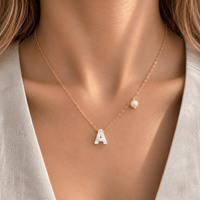 Mother Pearl Initial Necklace - LPL Creations