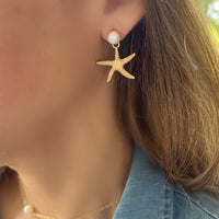 Starfish on Pearl Earrings