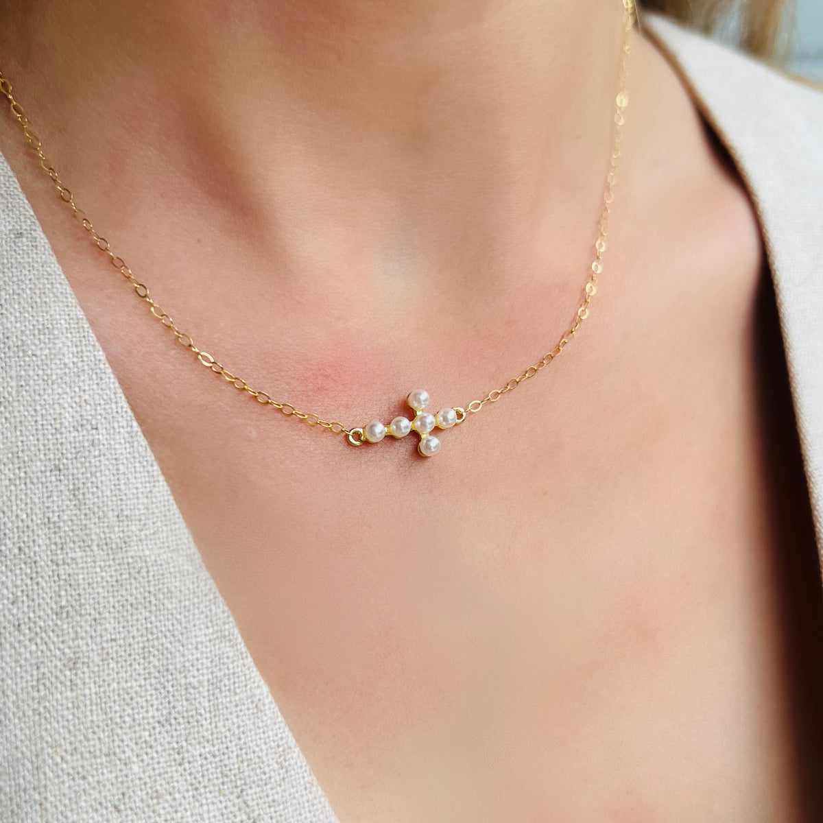Pearls Cross Necklace