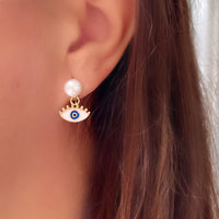 Evil Eye in Pearls Earrings