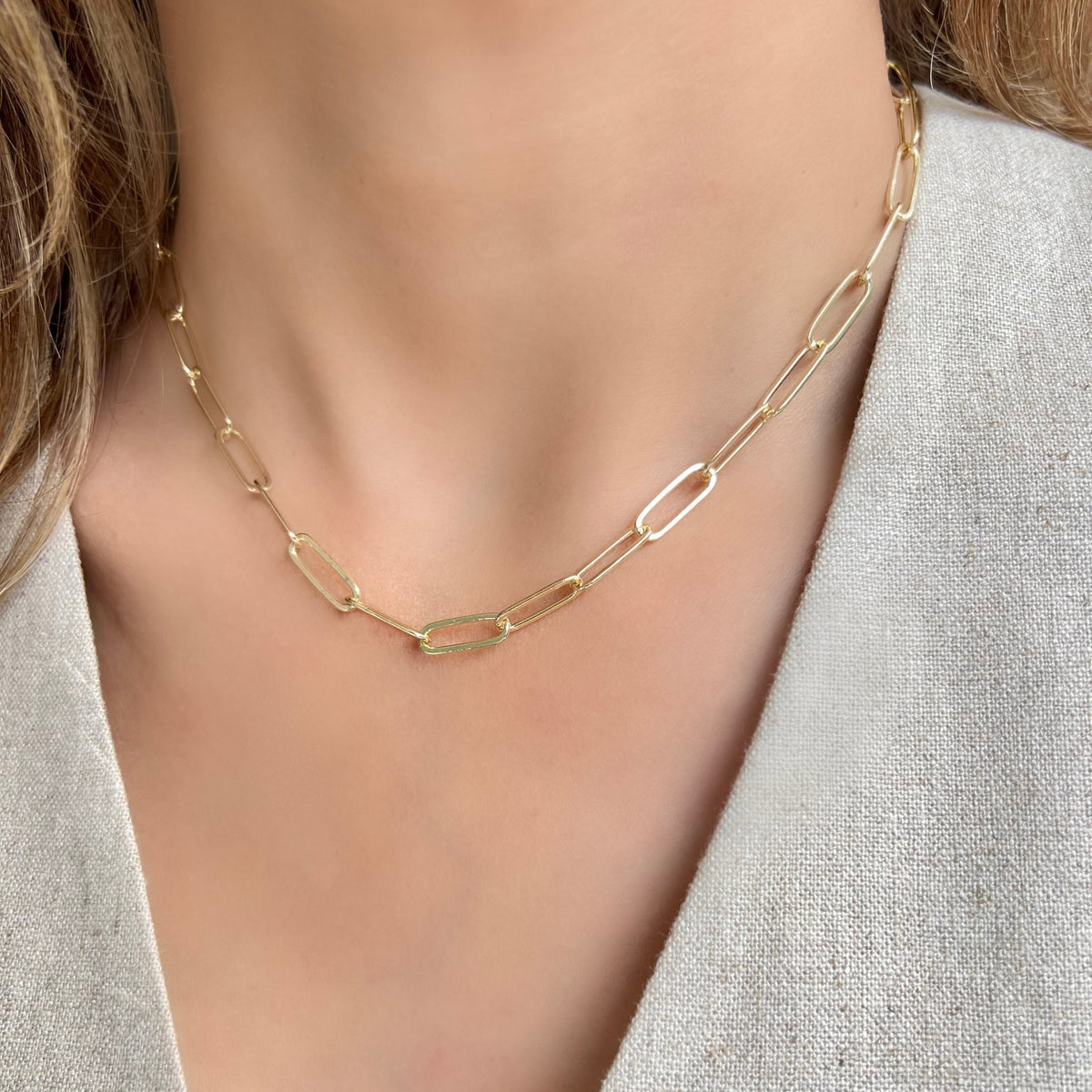 Medium Paper Clip Chain Necklace | 18K Gold-Plated – LPL 