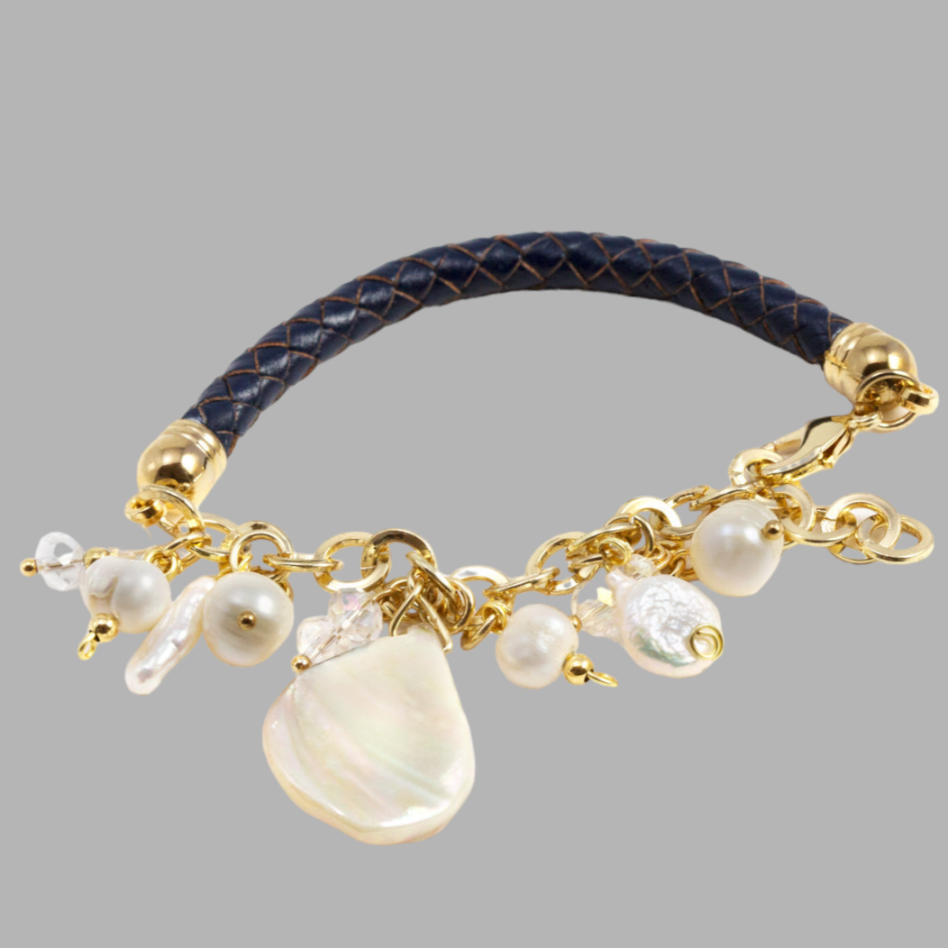 Noris Pearls and Leather Bracelet