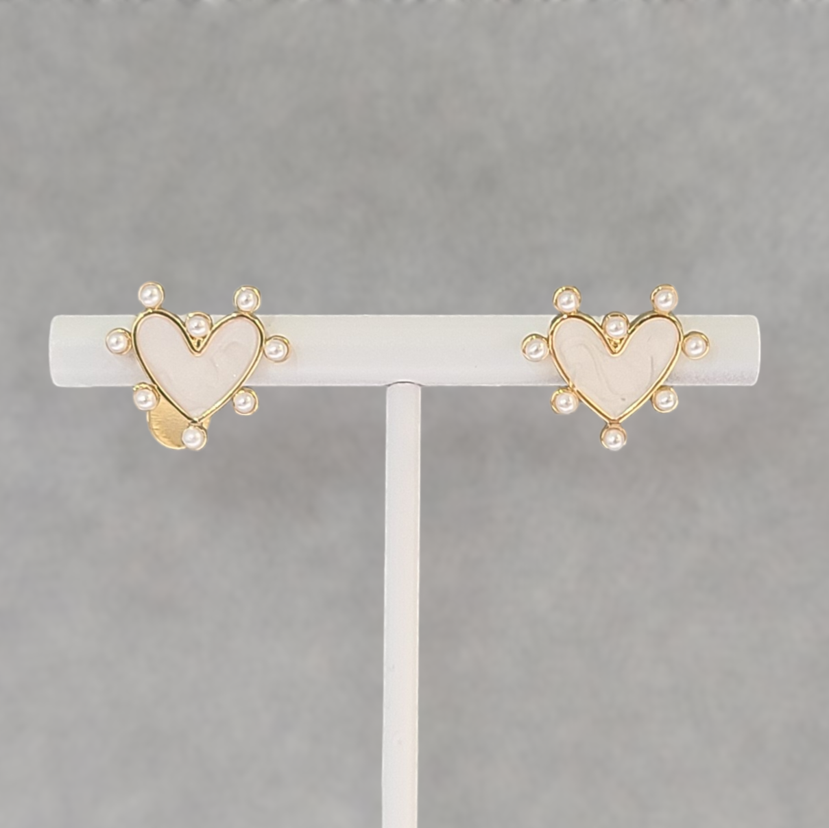Heart & Pearls Stud Earrings