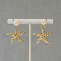 Starfish on Pearl Earrings