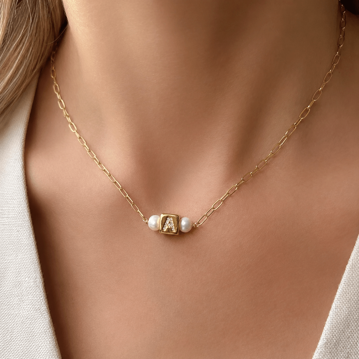 Cube Initial Necklace - LPL Creations