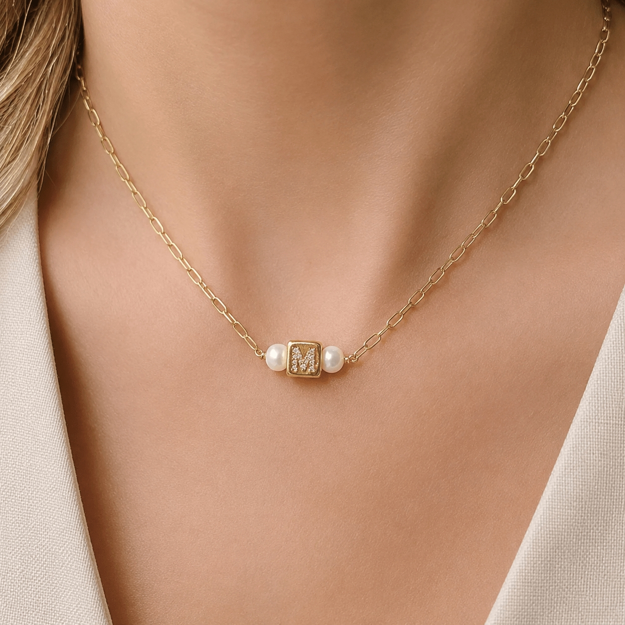 Cube Initial Necklace - LPL Creations