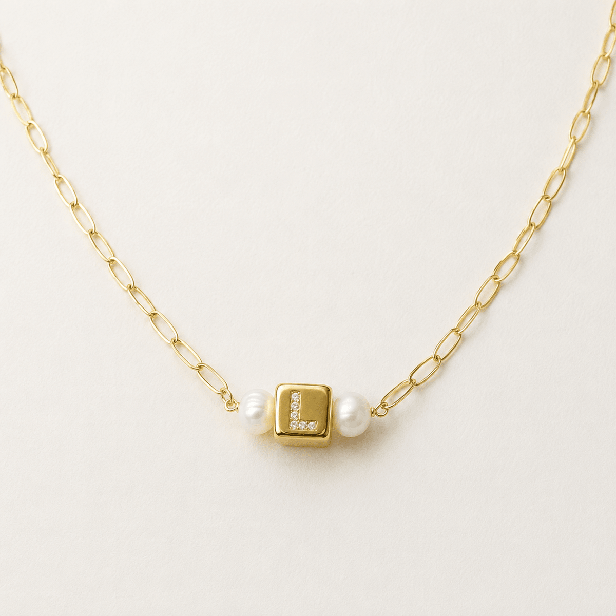 Cube Initial Necklace - LPL Creations