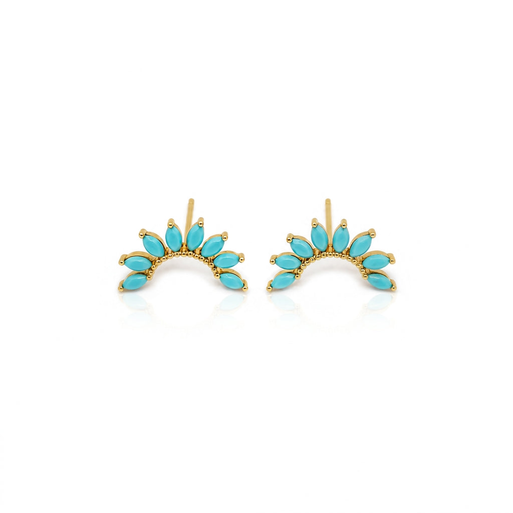Sunburst Arc Stud Earrings