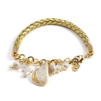 Noris Golden Pearls and Leather Bracelet 