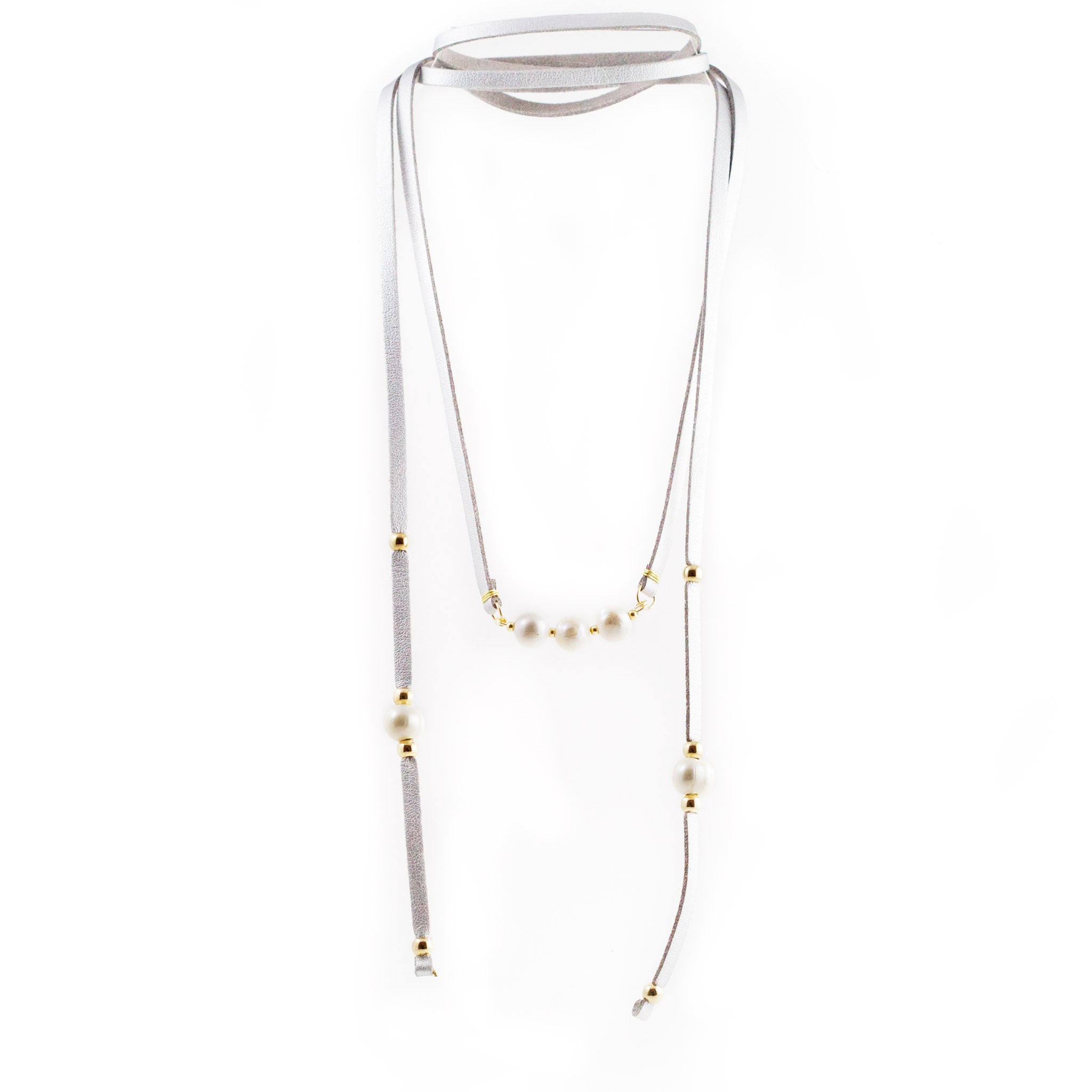 Alejandra Silver Freshwater Pearls Lariat Necklace 