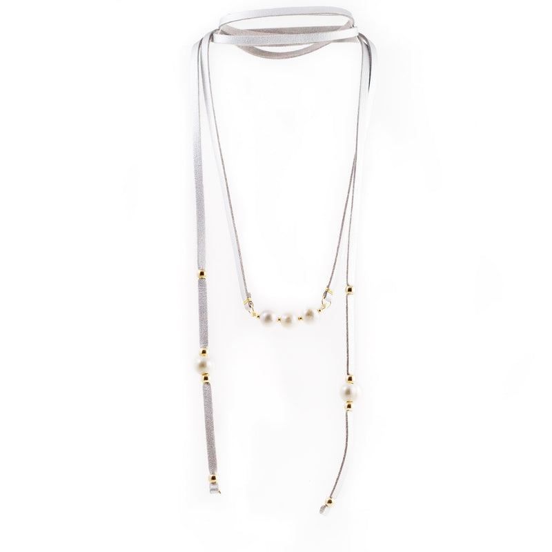 Alejandra Silver Freshwater Pearls Lariat Necklace 