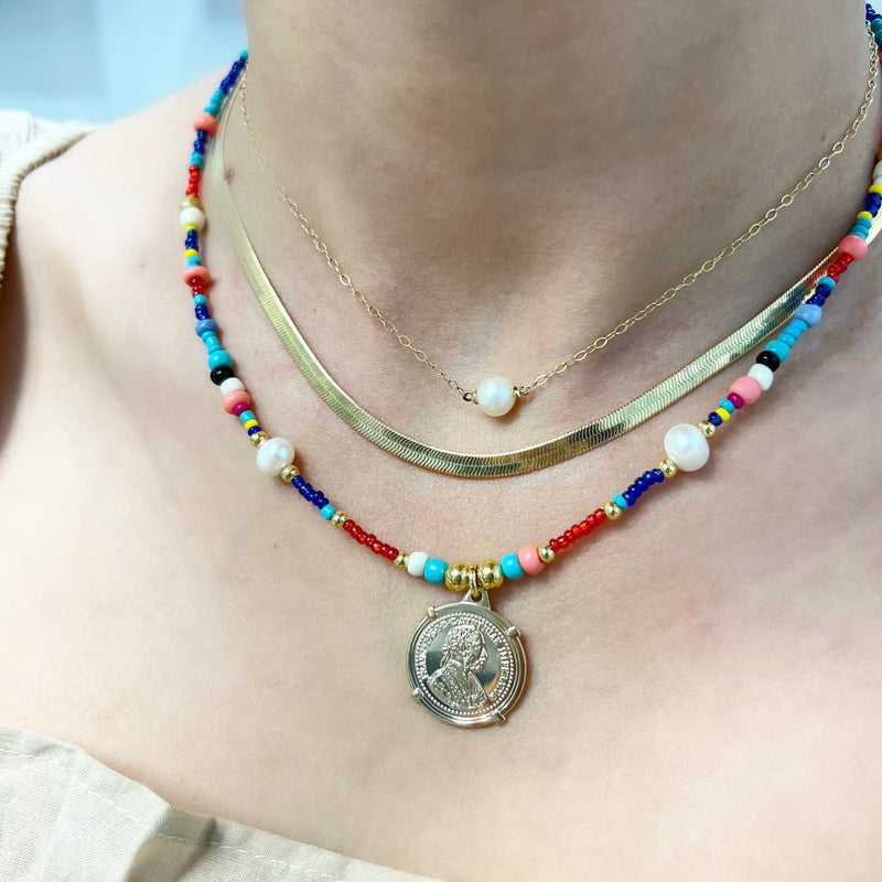 Coin, Colors & Pearls Necklace