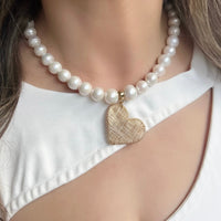 Heart Baroque Pearl Short Necklace