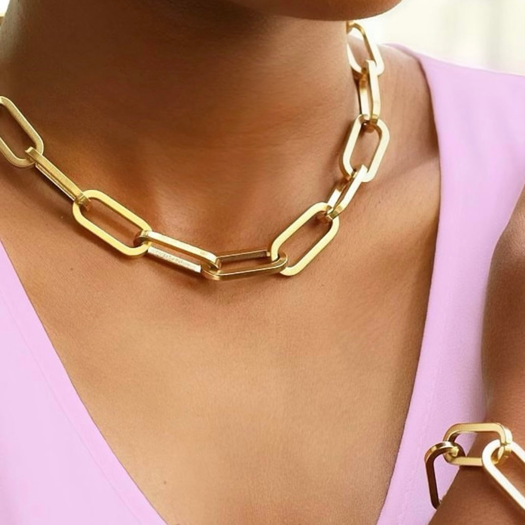 Chunky paperclip chain deals necklace