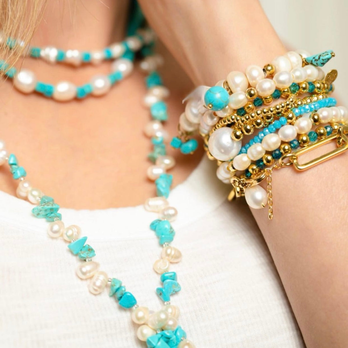 Lola Turquoise and Pearl Bracelet