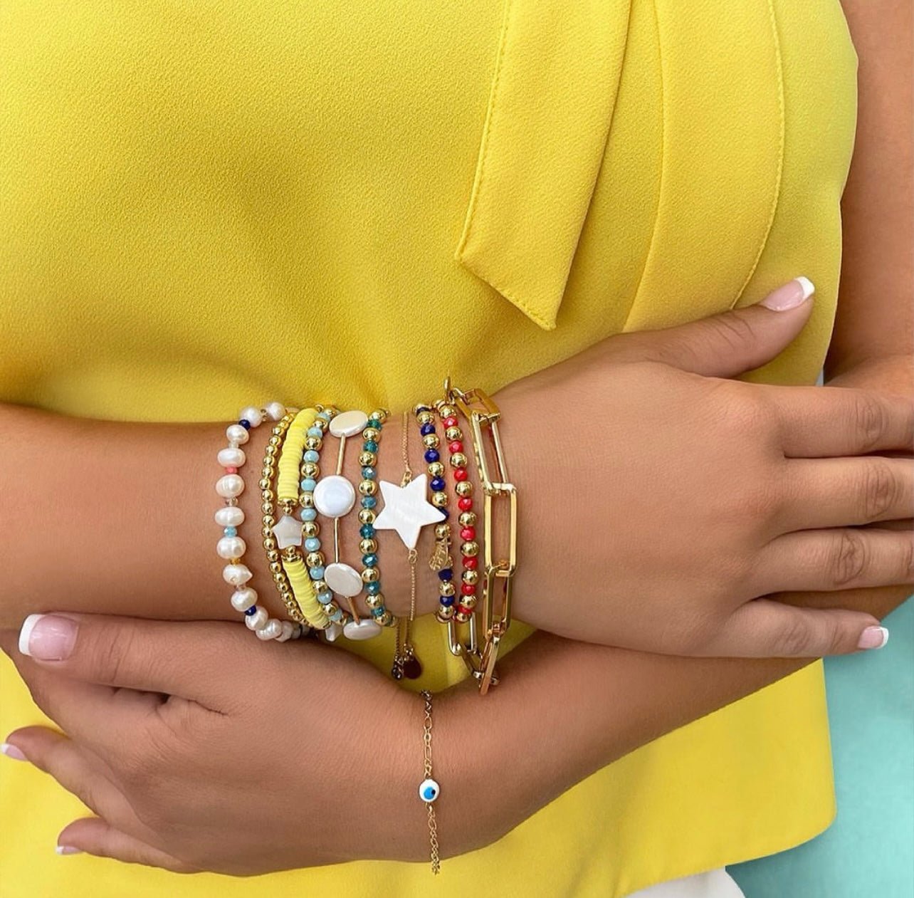 Thick Paper Clip Chain Bracelet – Gold & Pearl | LPL Creations